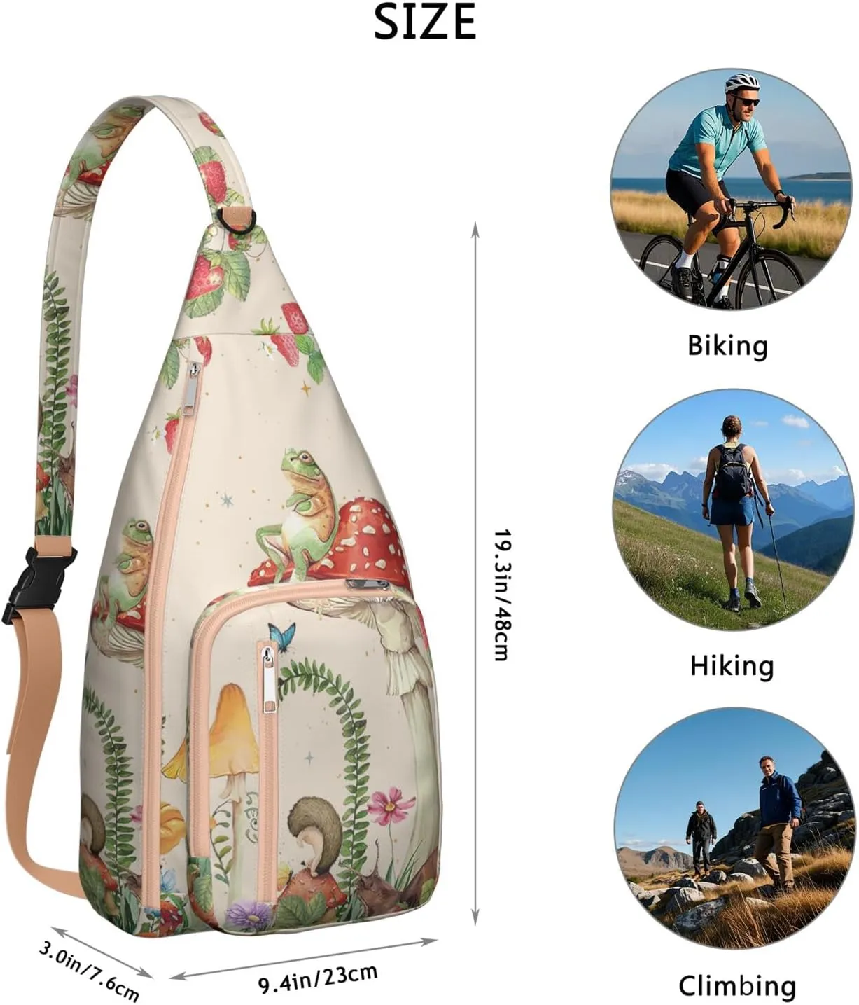Shoulder Sling Crossbody Casual Chest Bag For Travel Sports Running,Backpack for Men & Women Lightweight Sports BagCrossbody Concealed Carry,Mushroom Shoulder Bag Waterproof Chest Bag