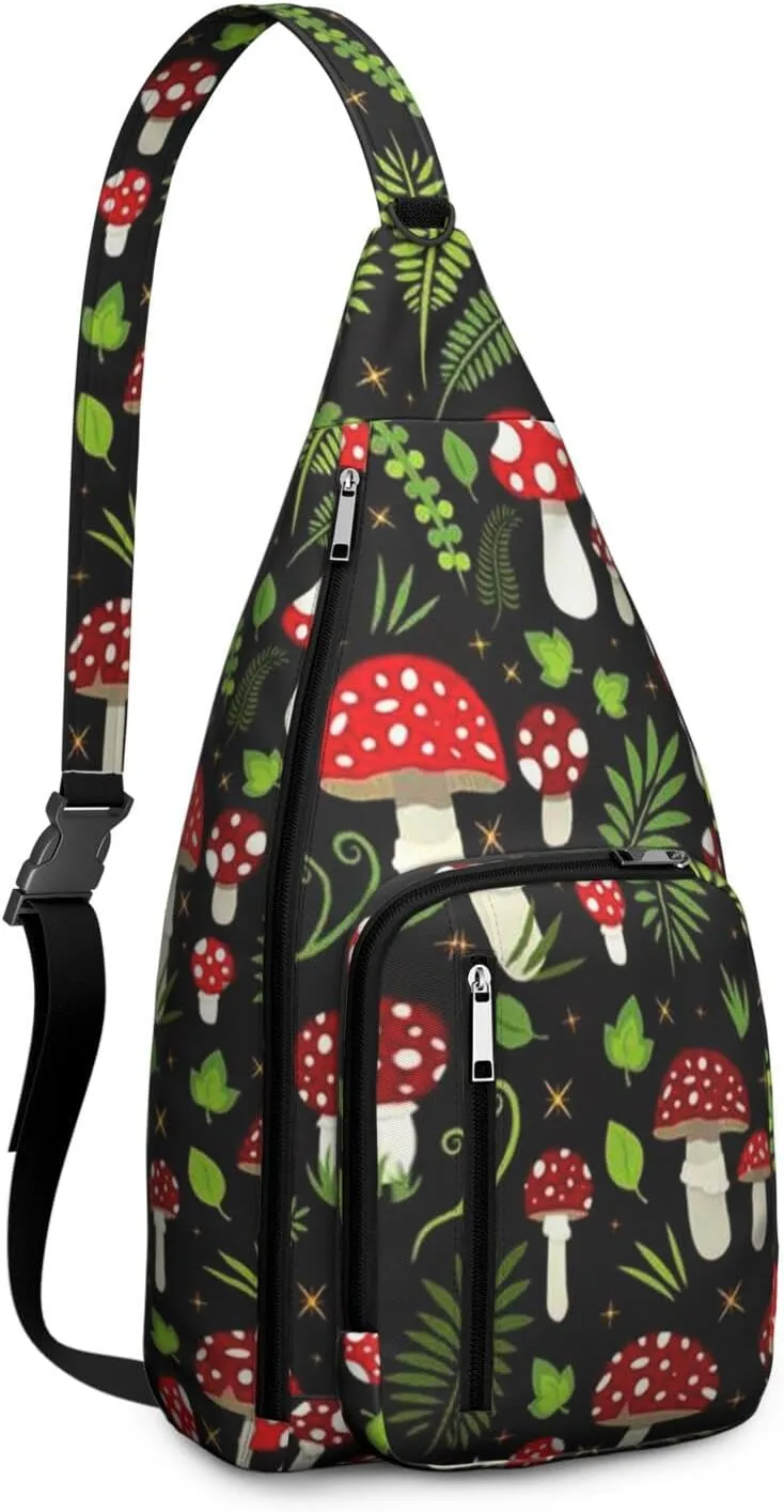 Shoulder Sling Crossbody Casual Chest Bag For Travel Sports Running,Backpack for Men & Women Lightweight Sports BagCrossbody Concealed Carry,Mushroom Shoulder Bag Waterproof Chest Bag