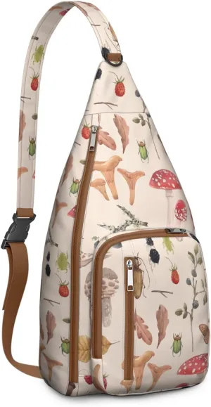 Shoulder Sling Crossbody Casual Chest Bag For Travel Sports Running,Backpack for Men & Women Lightweight Sports BagCrossbody Concealed Carry,Mushroom Shoulder Bag Waterproof Chest Bag