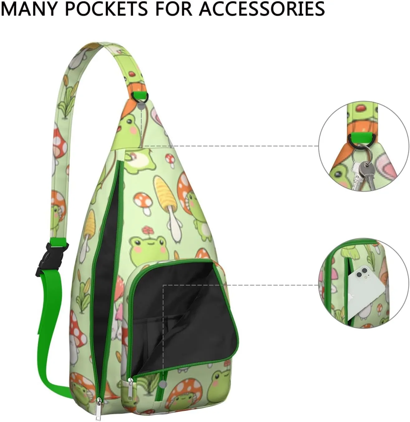 Shoulder Sling Crossbody Casual Chest Bag For Travel Sports Running,Backpack for Men & Women Lightweight Sports BagCrossbody Concealed Carry,Mushroom Shoulder Bag Waterproof Chest Bag