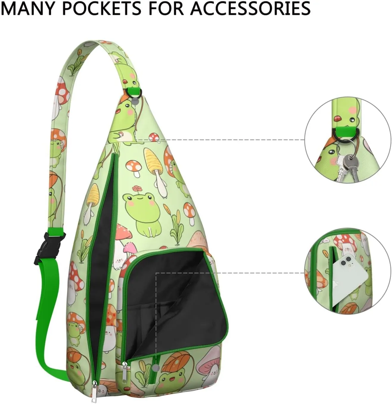 Shoulder Sling Crossbody Casual Chest Bag For Travel Sports Running,Backpack for Men & Women Lightweight Sports BagCrossbody Concealed Carry,Mushroom Shoulder Bag Waterproof Chest Bag