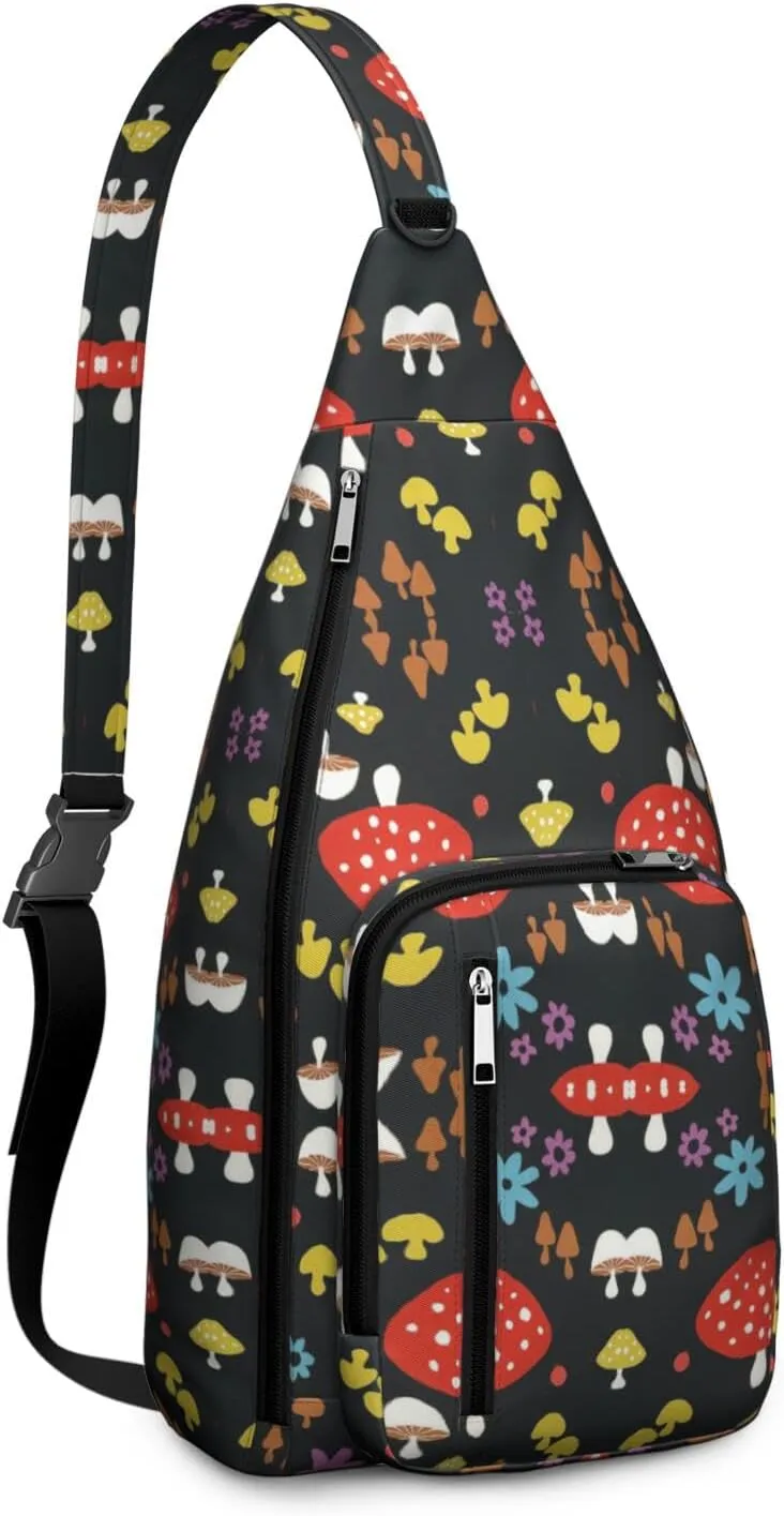 Shoulder Sling Crossbody Casual Chest Bag For Travel Sports Running,Backpack for Men & Women Lightweight Sports BagCrossbody Concealed Carry,Mushroom Shoulder Bag Waterproof Chest Bag
