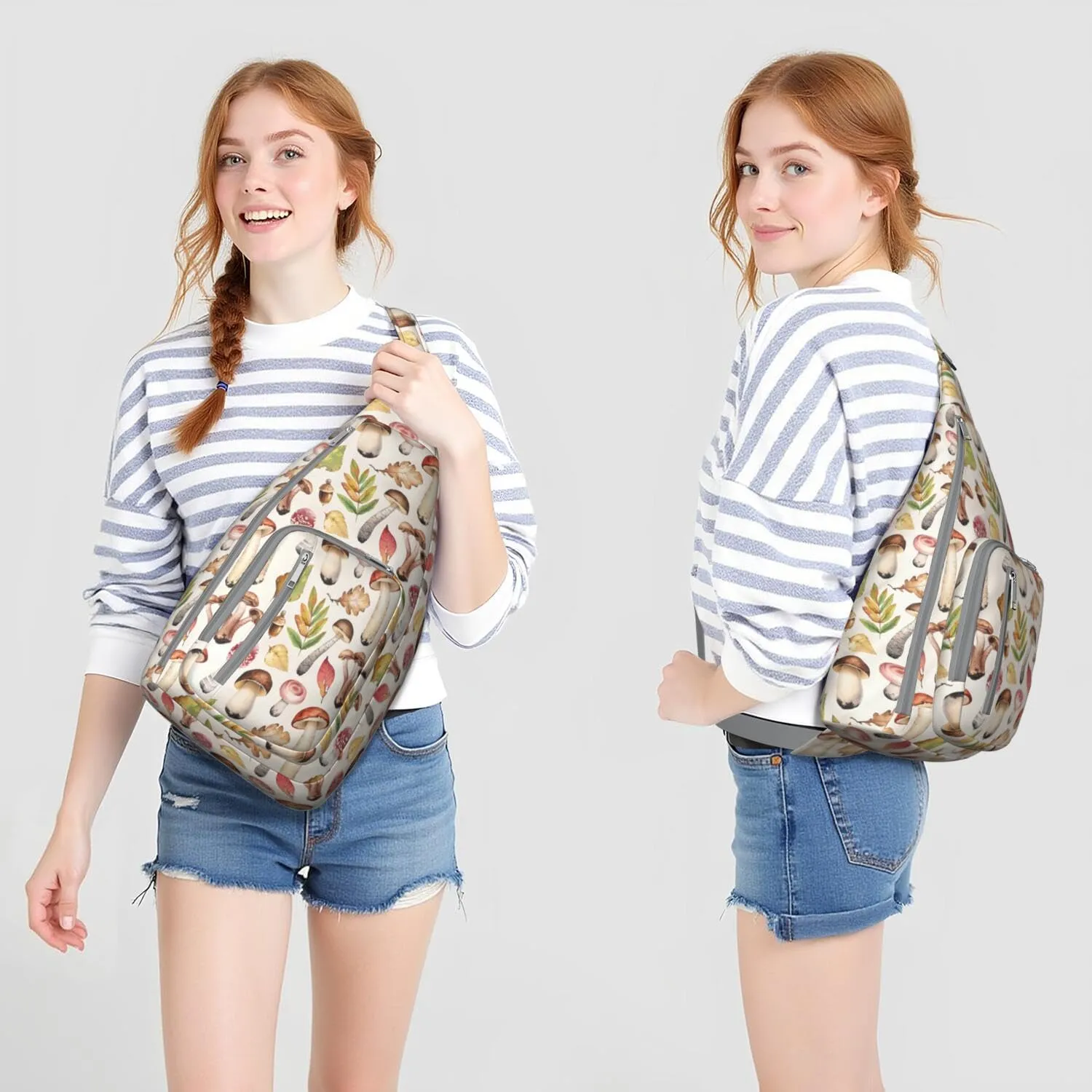 Shoulder Sling Crossbody Casual Chest Bag For Travel Sports Running,Backpack for Men & Women Lightweight Sports BagCrossbody Concealed Carry,Mushroom Shoulder Bag Waterproof Chest Bag