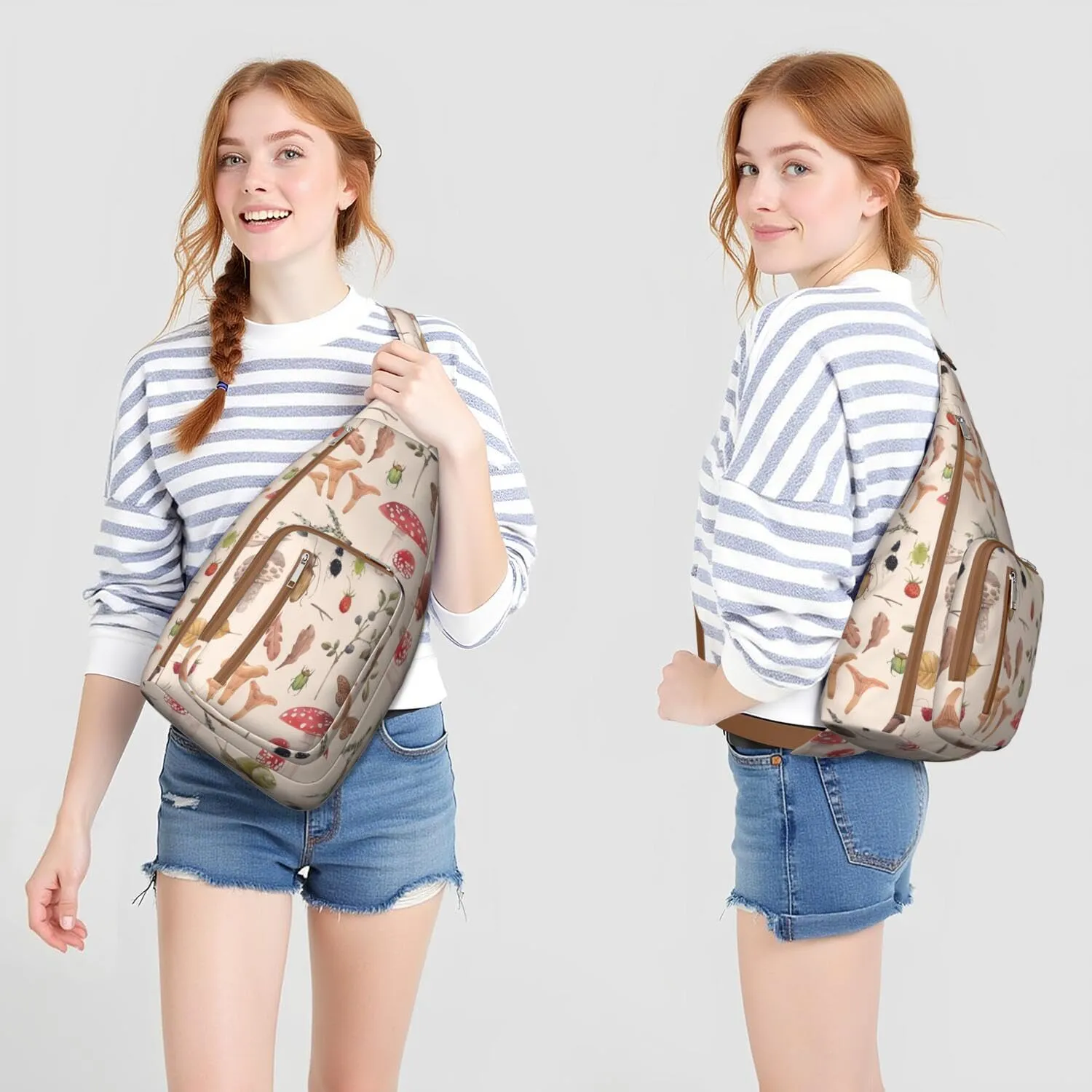 Shoulder Sling Crossbody Casual Chest Bag For Travel Sports Running,Backpack for Men & Women Lightweight Sports BagCrossbody Concealed Carry,Mushroom Shoulder Bag Waterproof Chest Bag