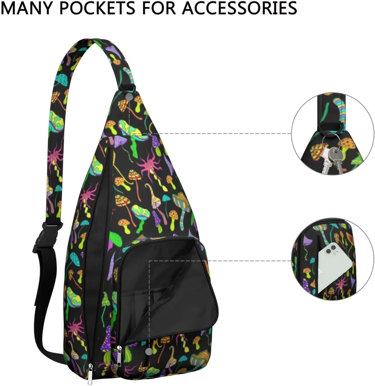 Shoulder Sling Crossbody Casual Chest Bag For Travel Sports Running,Backpack for Men & Women Lightweight Sports BagCrossbody Concealed Carry,Mushroom Shoulder Bag Waterproof Chest Bag