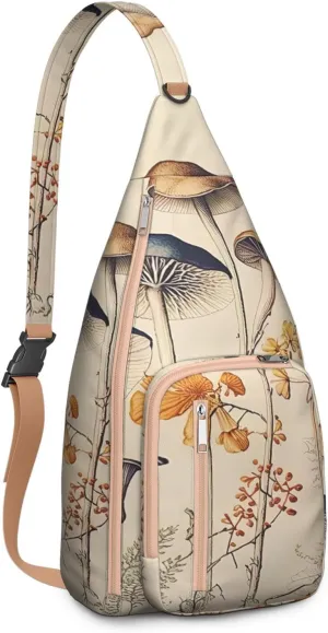 Shoulder Sling Crossbody Casual Chest Bag For Travel Sports Running,Backpack for Men & Women Lightweight Sports BagCrossbody Concealed Carry,Mushroom Shoulder Bag Waterproof Chest Bag