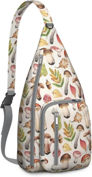 Shoulder Sling Crossbody Casual Chest Bag For Travel Sports Running,Backpack for Men & Women Lightweight Sports BagCrossbody Concealed Carry,Mushroom Shoulder Bag Waterproof Chest Bag