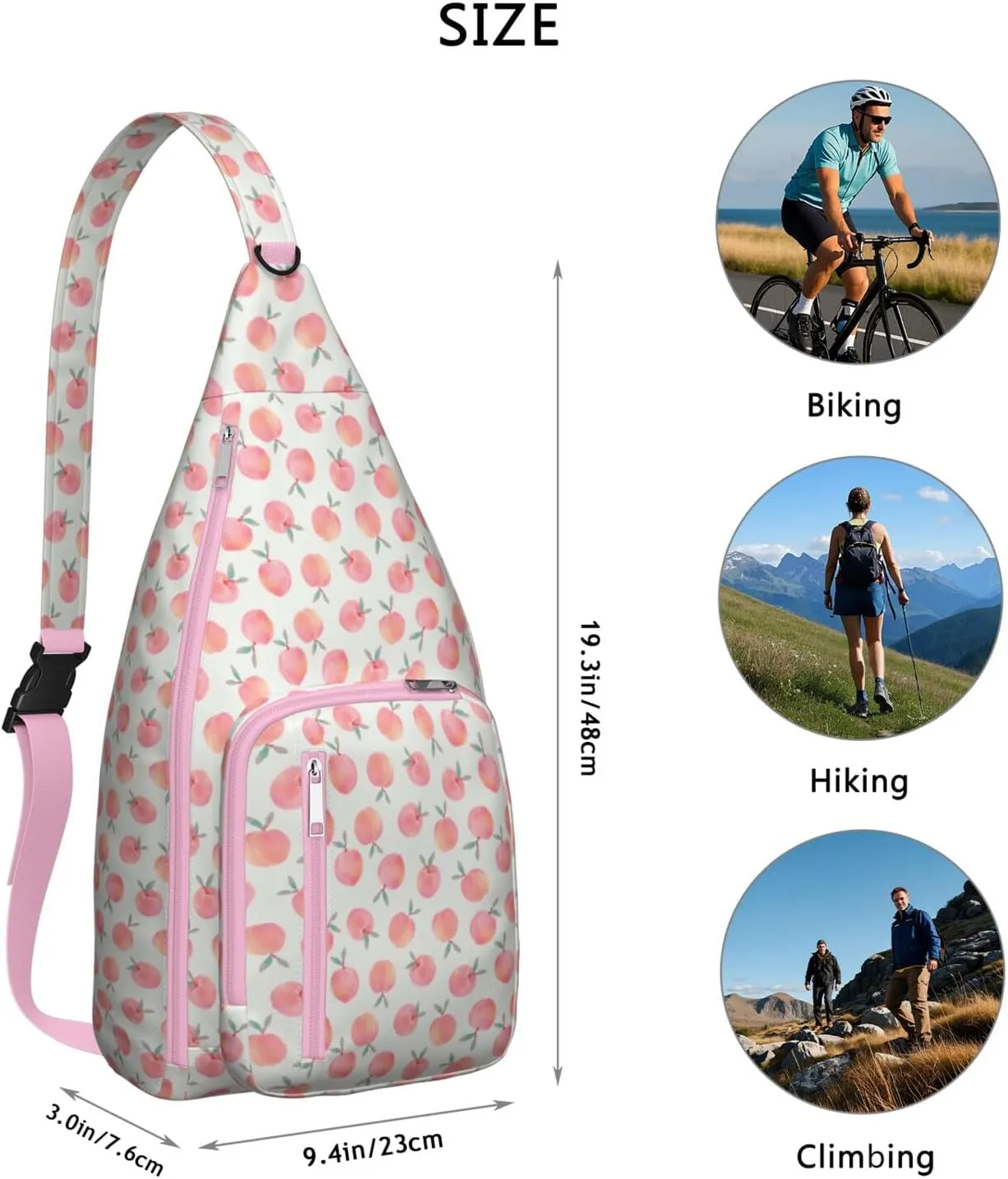 Shoulder Sling Crossbody Casual Chest Bag For Travel Sports Running,Backpack for Men & Women Lightweight Sports BagCrossbody Concealed Carry,Peach Shoulder Bag Waterproof Chest Bag