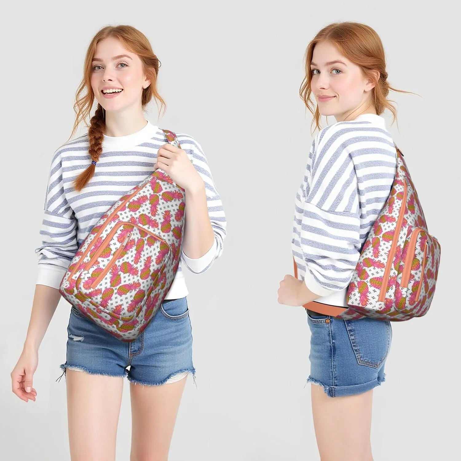 Shoulder Sling Crossbody Casual Chest Bag For Travel Sports Running,Backpack for Men & Women Lightweight Sports BagCrossbody Concealed Carry,Pineapple Shoulder Bag Waterproof Chest Bag