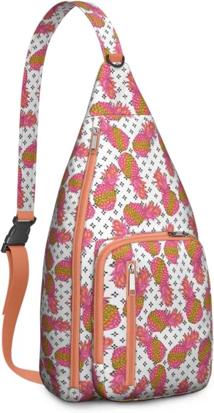 Shoulder Sling Crossbody Casual Chest Bag For Travel Sports Running,Backpack for Men & Women Lightweight Sports BagCrossbody Concealed Carry,Pineapple Shoulder Bag Waterproof Chest Bag