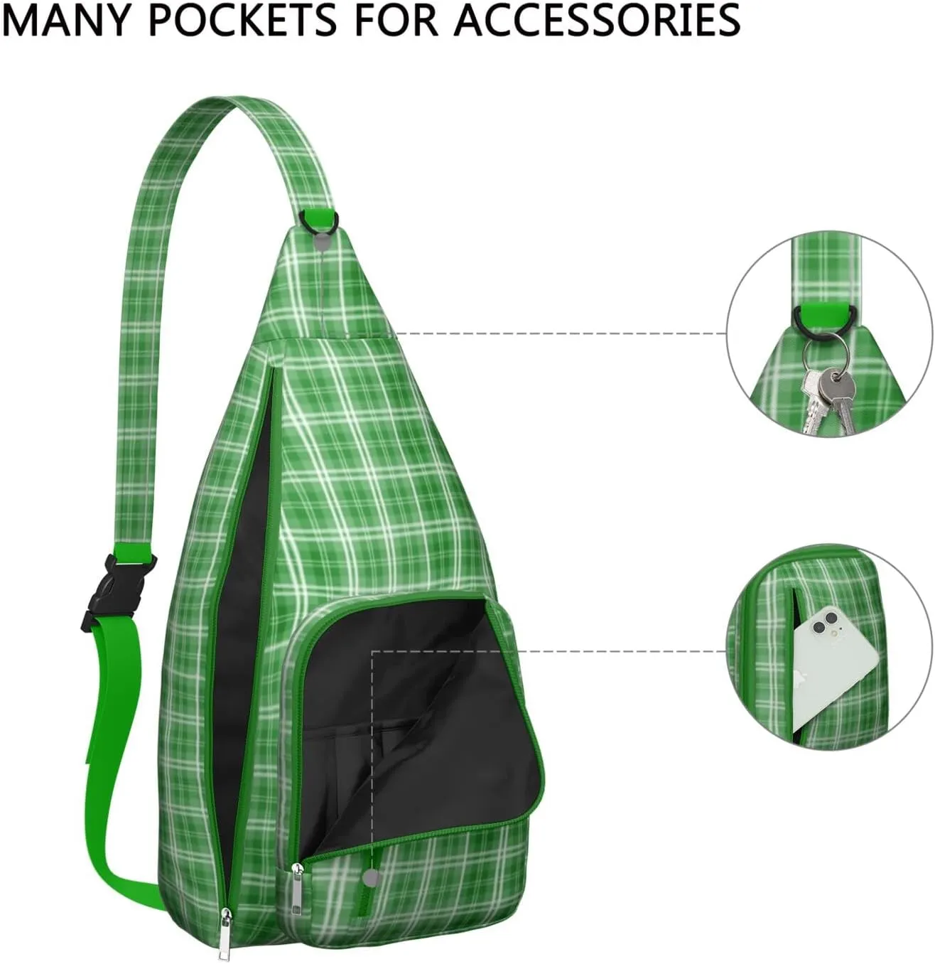 Shoulder Sling Crossbody Casual Chest Bag For Travel Sports Running,Backpack for Men & Women Lightweight Sports BagCrossbody Concealed Carry,Plaid Shoulder Bag Waterproof Chest Bag