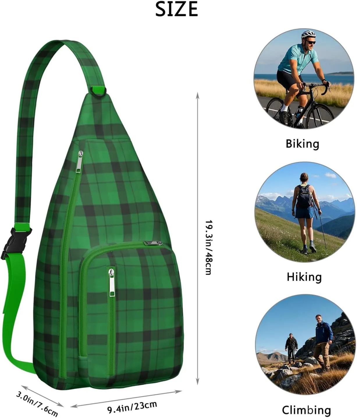 Shoulder Sling Crossbody Casual Chest Bag For Travel Sports Running,Backpack for Men & Women Lightweight Sports BagCrossbody Concealed Carry,Plaid Shoulder Bag Waterproof Chest Bag