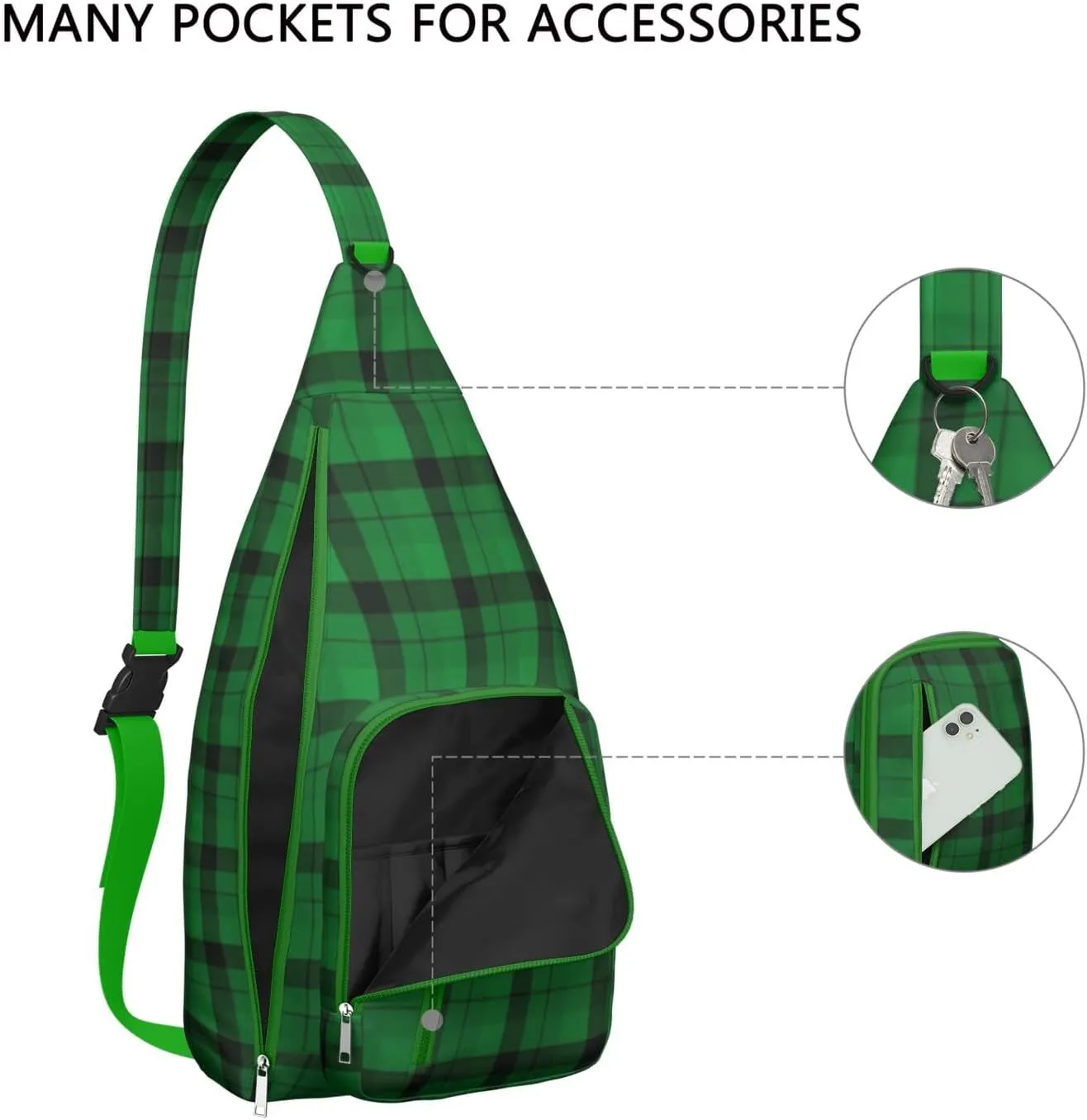 Shoulder Sling Crossbody Casual Chest Bag For Travel Sports Running,Backpack for Men & Women Lightweight Sports BagCrossbody Concealed Carry,Plaid Shoulder Bag Waterproof Chest Bag