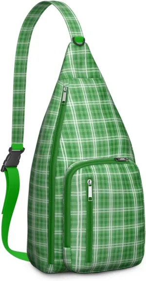 Shoulder Sling Crossbody Casual Chest Bag For Travel Sports Running,Backpack for Men & Women Lightweight Sports BagCrossbody Concealed Carry,Plaid Shoulder Bag Waterproof Chest Bag