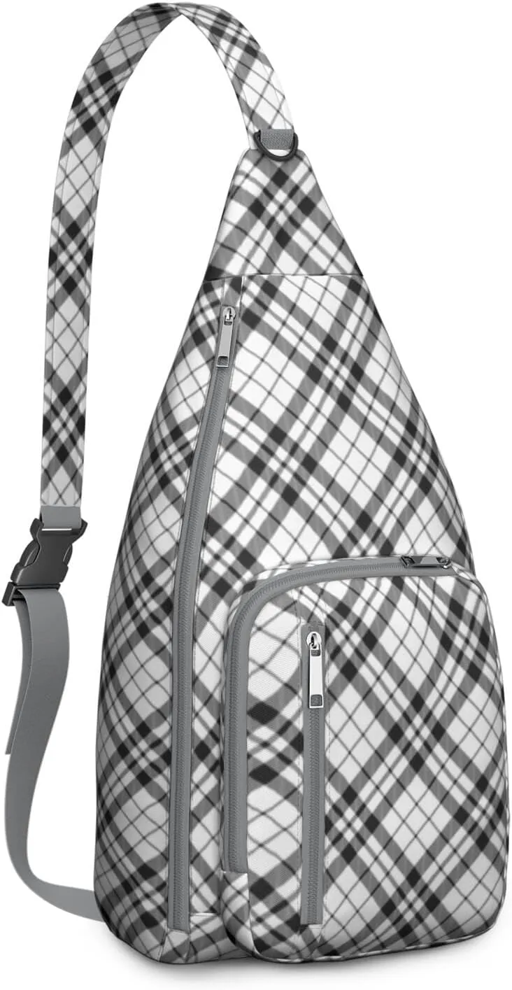 Shoulder Sling Crossbody Casual Chest Bag For Travel Sports Running,Backpack for Men & Women Lightweight Sports BagCrossbody Concealed Carry,Plaid Shoulder Bag Waterproof Chest Bag