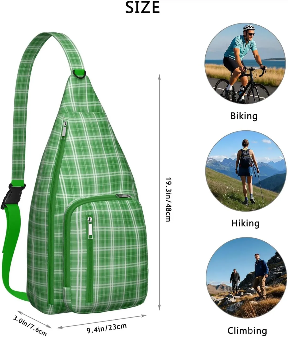 Shoulder Sling Crossbody Casual Chest Bag For Travel Sports Running,Backpack for Men & Women Lightweight Sports BagCrossbody Concealed Carry,Plaid Shoulder Bag Waterproof Chest Bag
