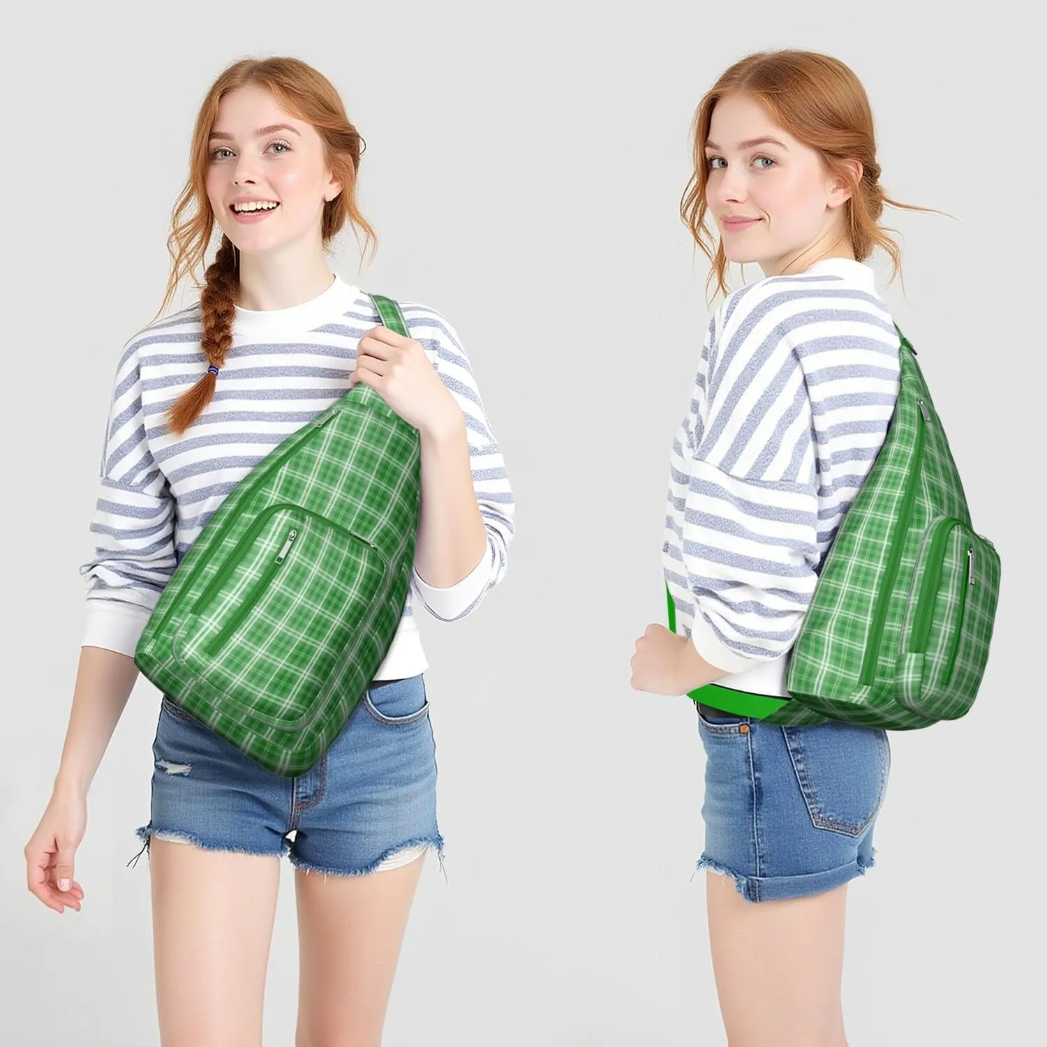 Shoulder Sling Crossbody Casual Chest Bag For Travel Sports Running,Backpack for Men & Women Lightweight Sports BagCrossbody Concealed Carry,Plaid Shoulder Bag Waterproof Chest Bag