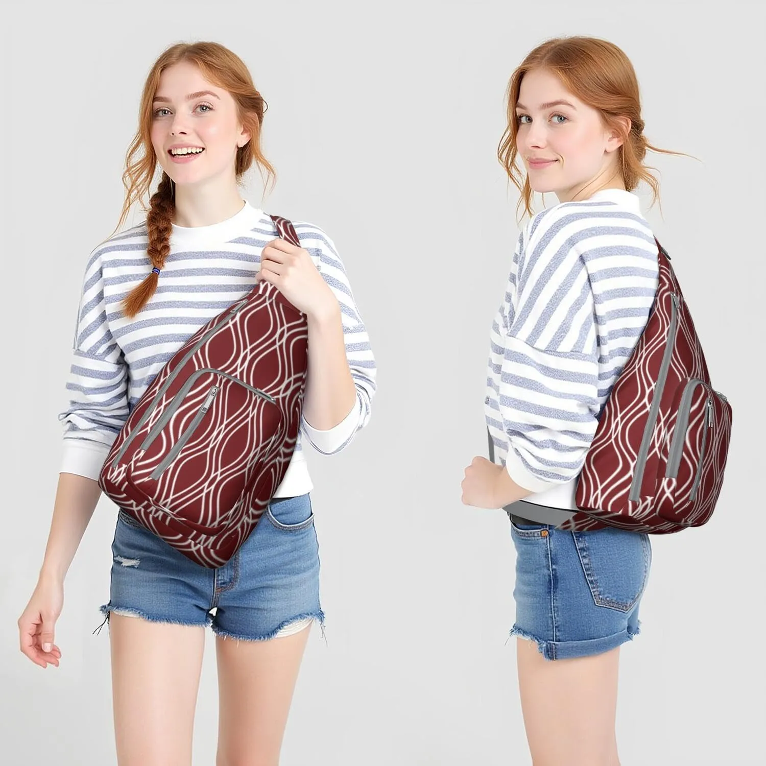 Shoulder Sling Crossbody Casual Chest Bag For Travel Sports Running,Backpack for Men & Women Lightweight Sports BagCrossbody Concealed Carry,Plaid Shoulder Bag Waterproof Chest Bag