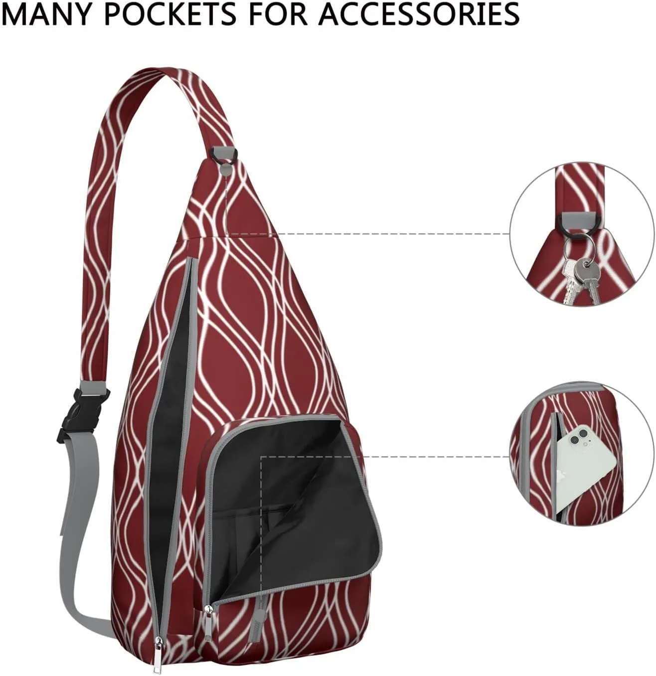 Shoulder Sling Crossbody Casual Chest Bag For Travel Sports Running,Backpack for Men & Women Lightweight Sports BagCrossbody Concealed Carry,Plaid Shoulder Bag Waterproof Chest Bag