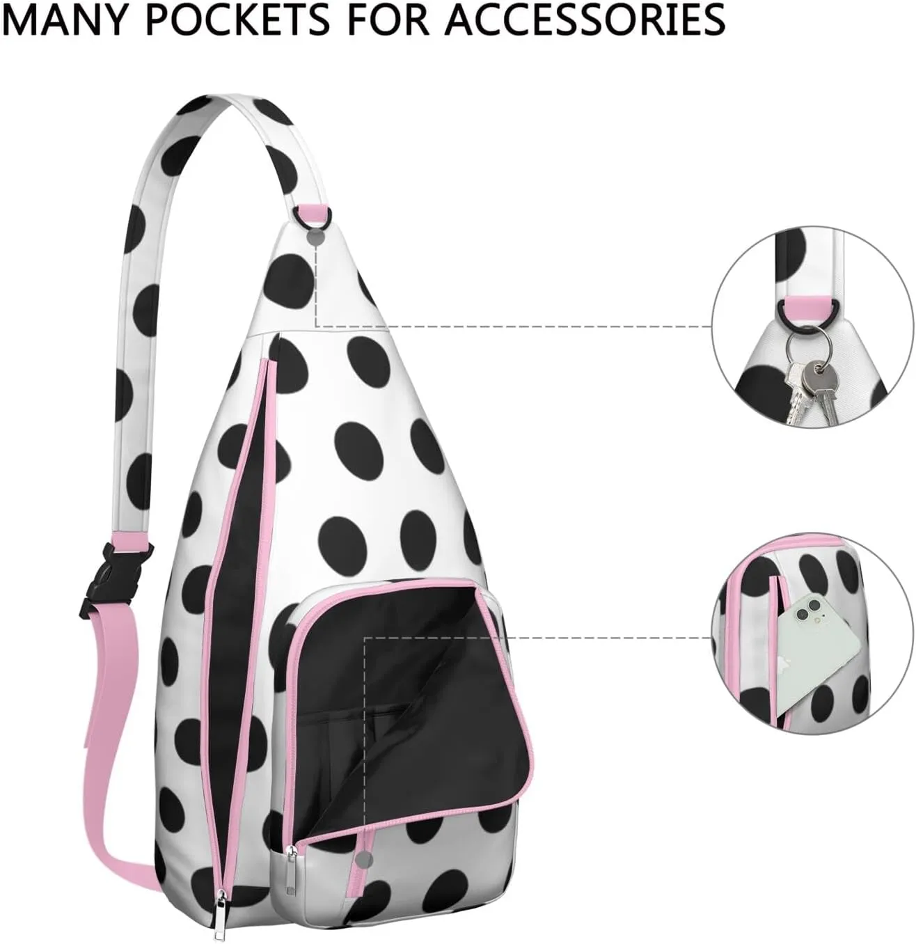 Shoulder Sling Crossbody Casual Chest Bag For Travel Sports Running,Backpack for Men & Women Lightweight Sports BagCrossbody Concealed Carry,Polka Shoulder Bag Waterproof Chest Bag