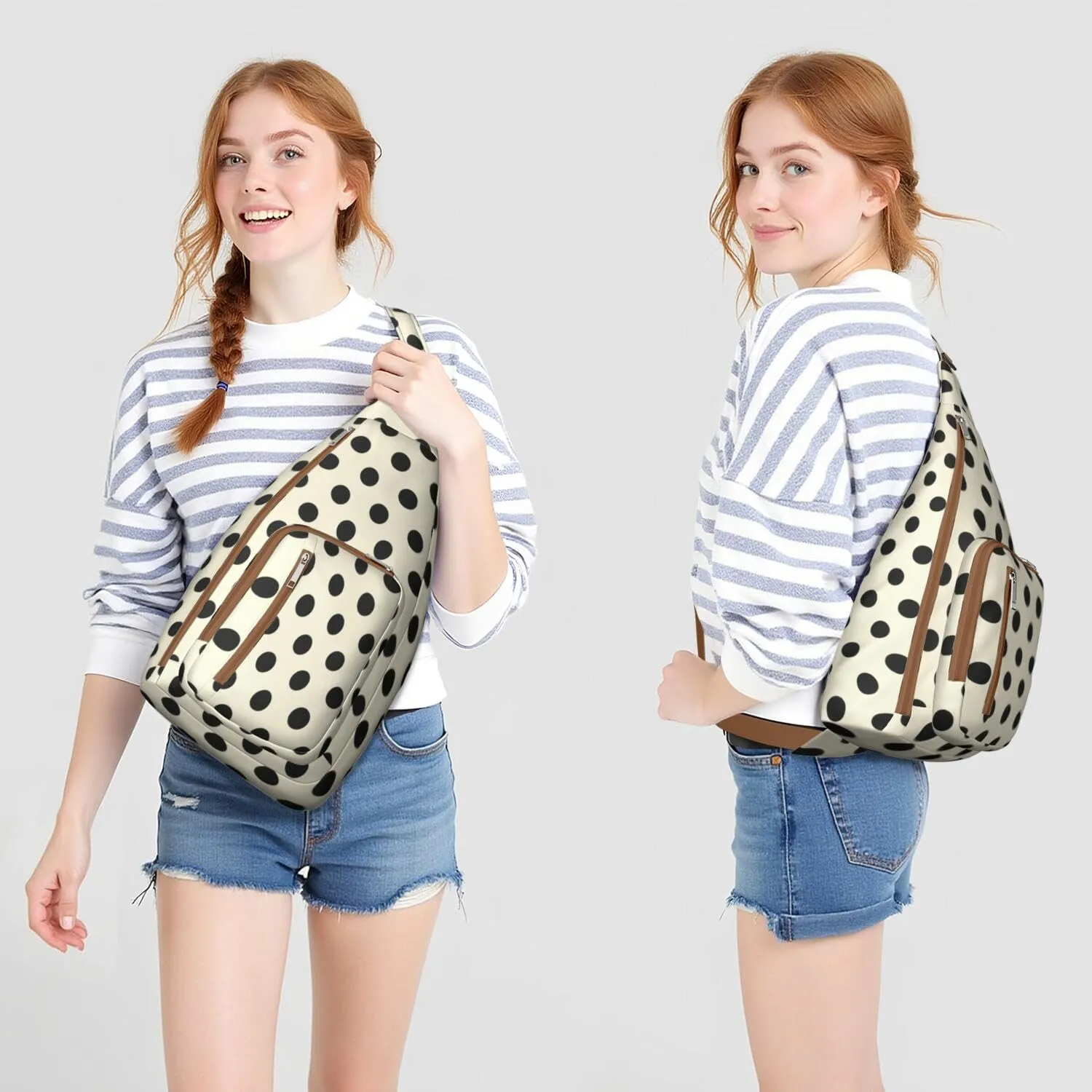 Shoulder Sling Crossbody Casual Chest Bag For Travel Sports Running,Backpack for Men & Women Lightweight Sports BagCrossbody Concealed Carry,Polka Shoulder Bag Waterproof Chest Bag