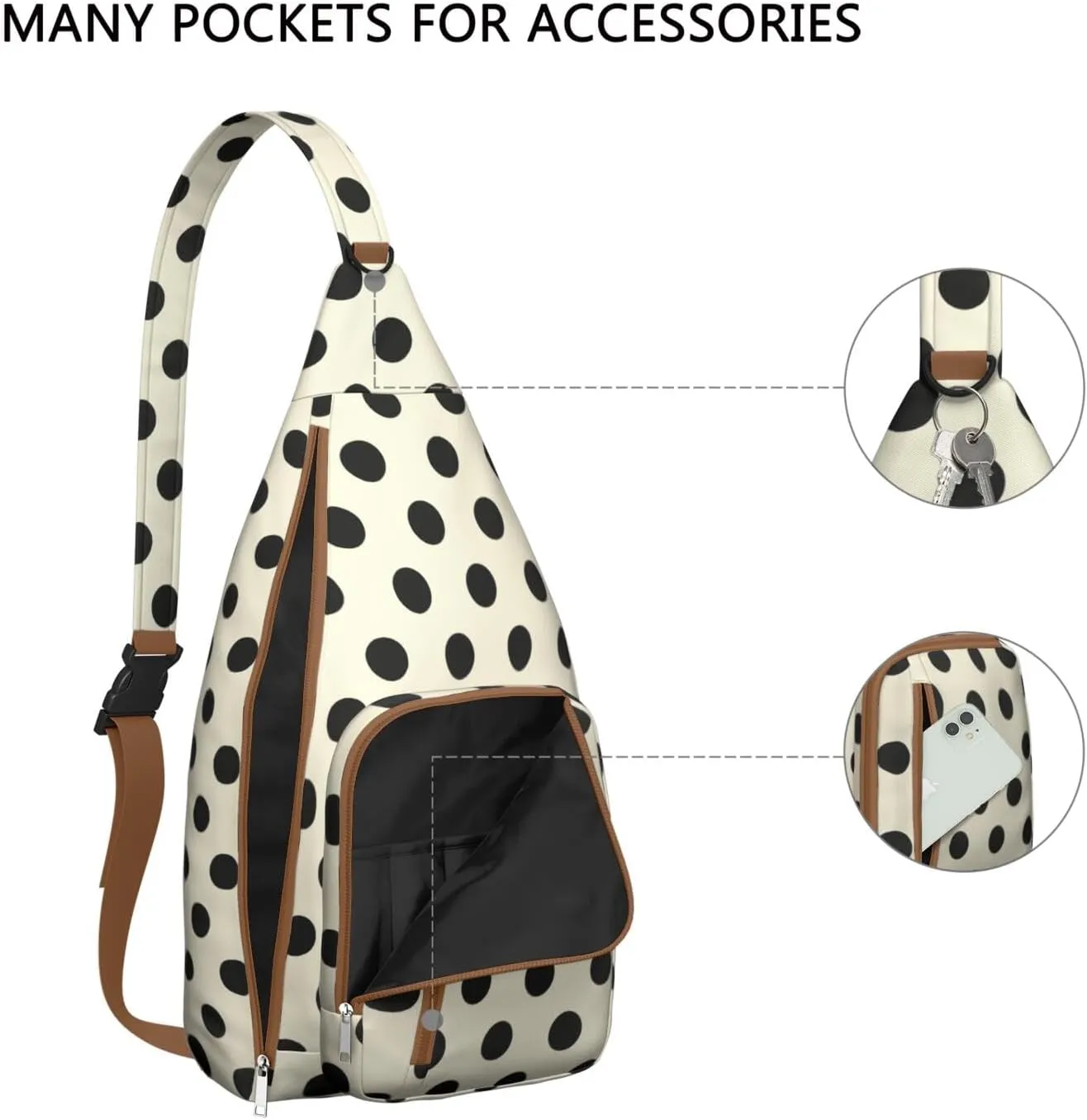 Shoulder Sling Crossbody Casual Chest Bag For Travel Sports Running,Backpack for Men & Women Lightweight Sports BagCrossbody Concealed Carry,Polka Shoulder Bag Waterproof Chest Bag