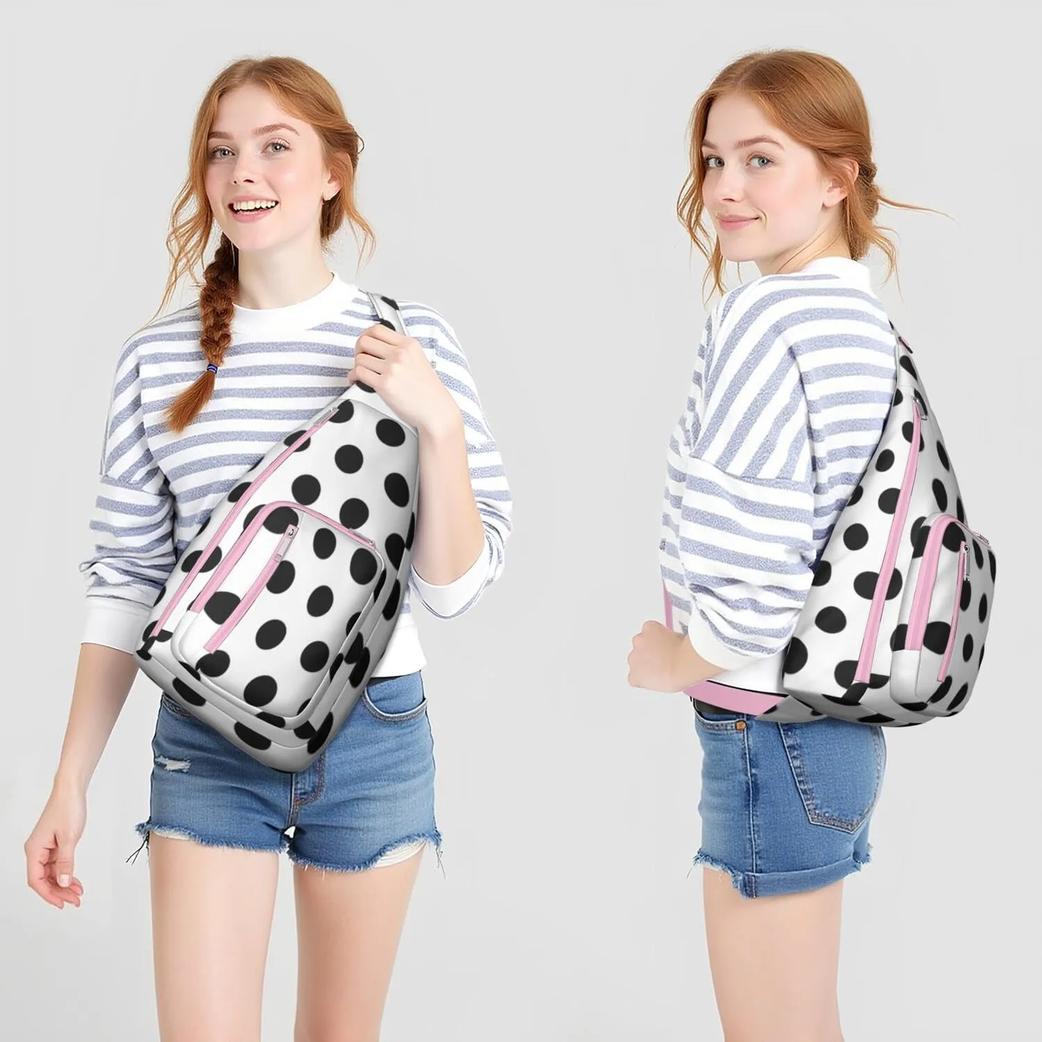 Shoulder Sling Crossbody Casual Chest Bag For Travel Sports Running,Backpack for Men & Women Lightweight Sports BagCrossbody Concealed Carry,Polka Shoulder Bag Waterproof Chest Bag