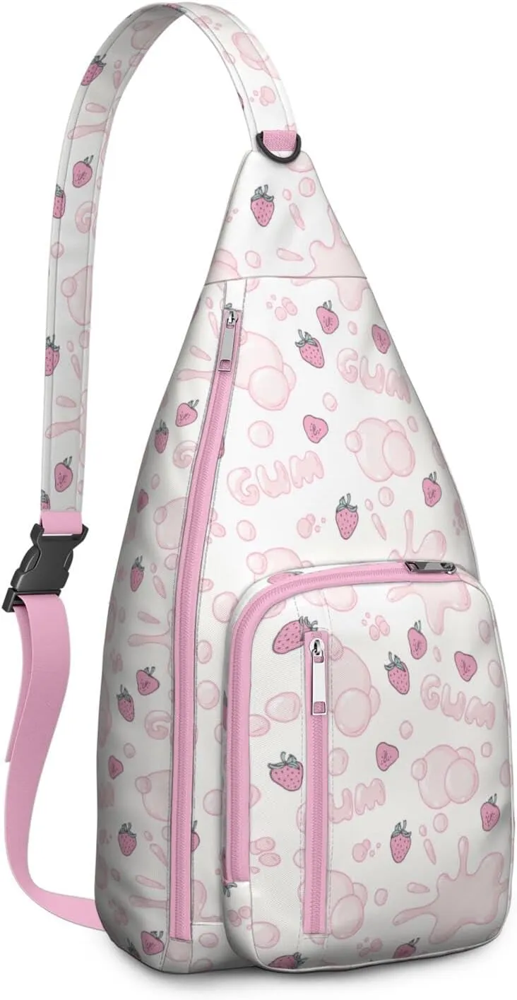 Shoulder Sling Crossbody Casual Chest Bag For Travel Sports Running,Backpack for Men & Women Lightweight Sports BagCrossbody Concealed Carry,Strawberry Shoulder Bag Waterproof Chest Bag
