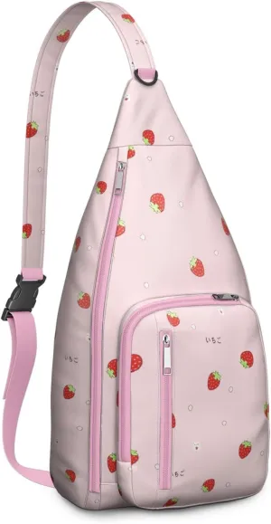 Shoulder Sling Crossbody Casual Chest Bag For Travel Sports Running,Backpack for Men & Women Lightweight Sports BagCrossbody Concealed Carry,Strawberry Shoulder Bag Waterproof Chest Bag