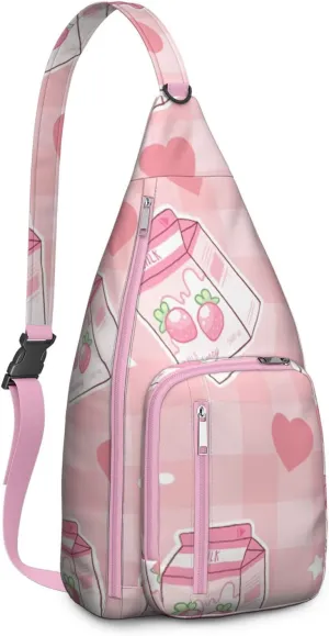 Shoulder Sling Crossbody Casual Chest Bag For Travel Sports Running,Backpack for Men & Women Lightweight Sports BagCrossbody Concealed Carry,Strawberry Shoulder Bag Waterproof Chest Bag