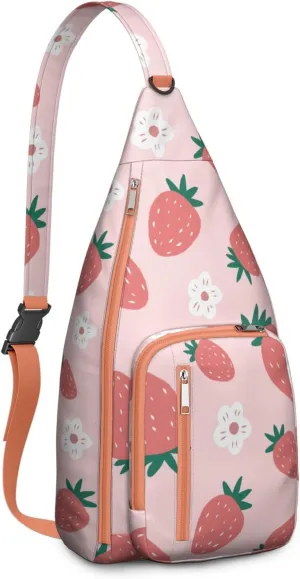 Shoulder Sling Crossbody Casual Chest Bag For Travel Sports Running,Backpack for Men & Women Lightweight Sports BagCrossbody Concealed Carry,Strawberry Shoulder Bag Waterproof Chest Bag