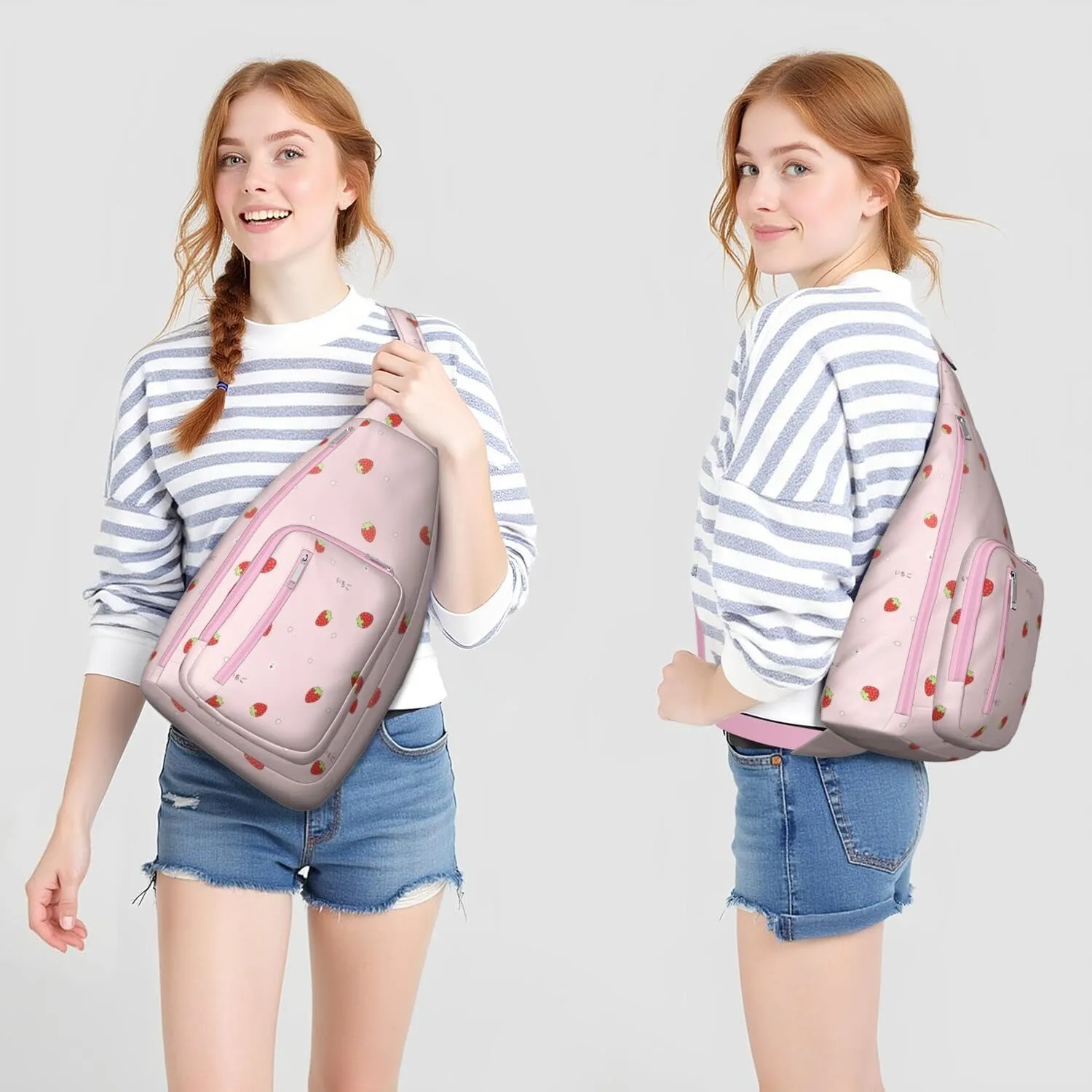 Shoulder Sling Crossbody Casual Chest Bag For Travel Sports Running,Backpack for Men & Women Lightweight Sports BagCrossbody Concealed Carry,Strawberry Shoulder Bag Waterproof Chest Bag