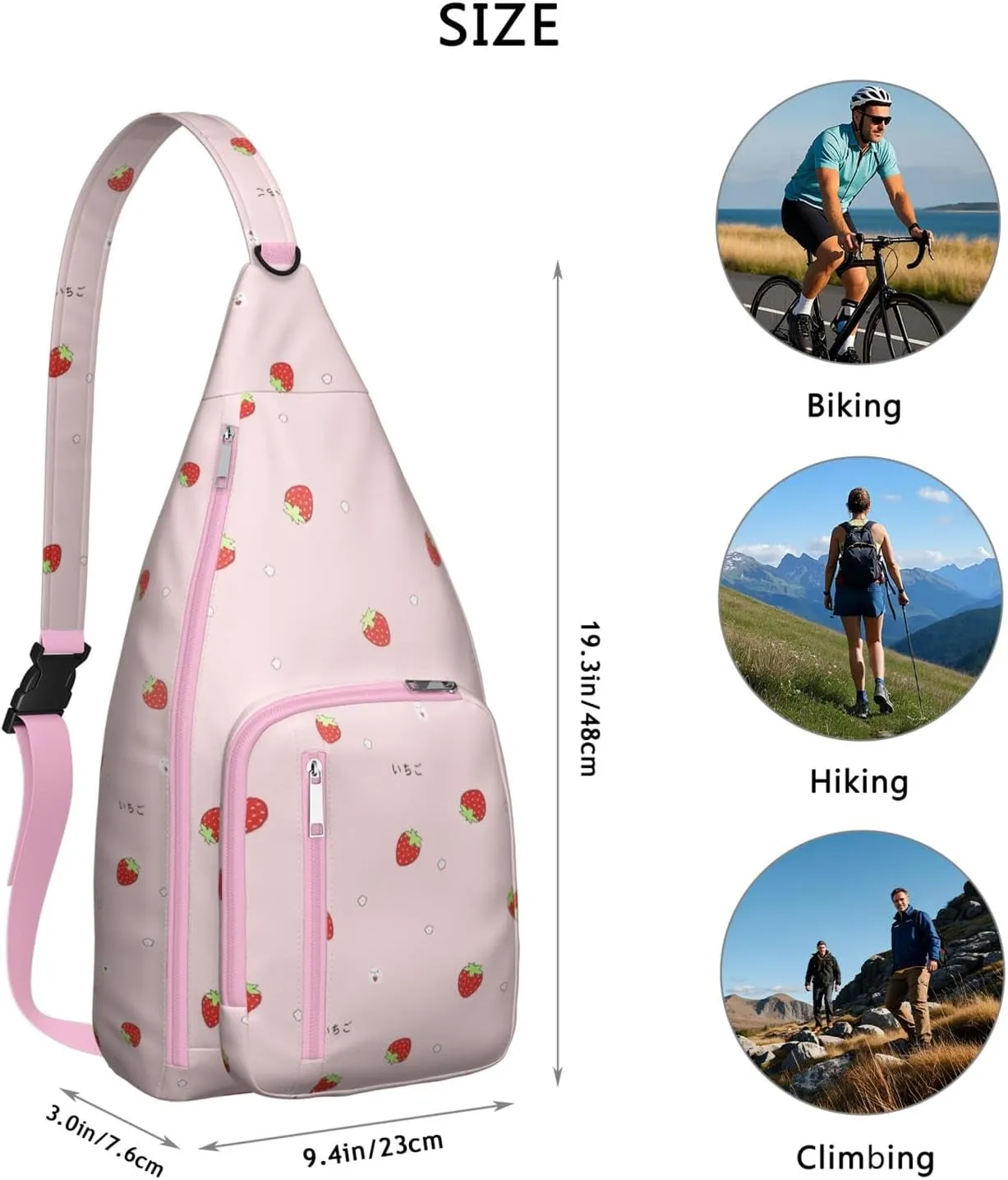 Shoulder Sling Crossbody Casual Chest Bag For Travel Sports Running,Backpack for Men & Women Lightweight Sports BagCrossbody Concealed Carry,Strawberry Shoulder Bag Waterproof Chest Bag