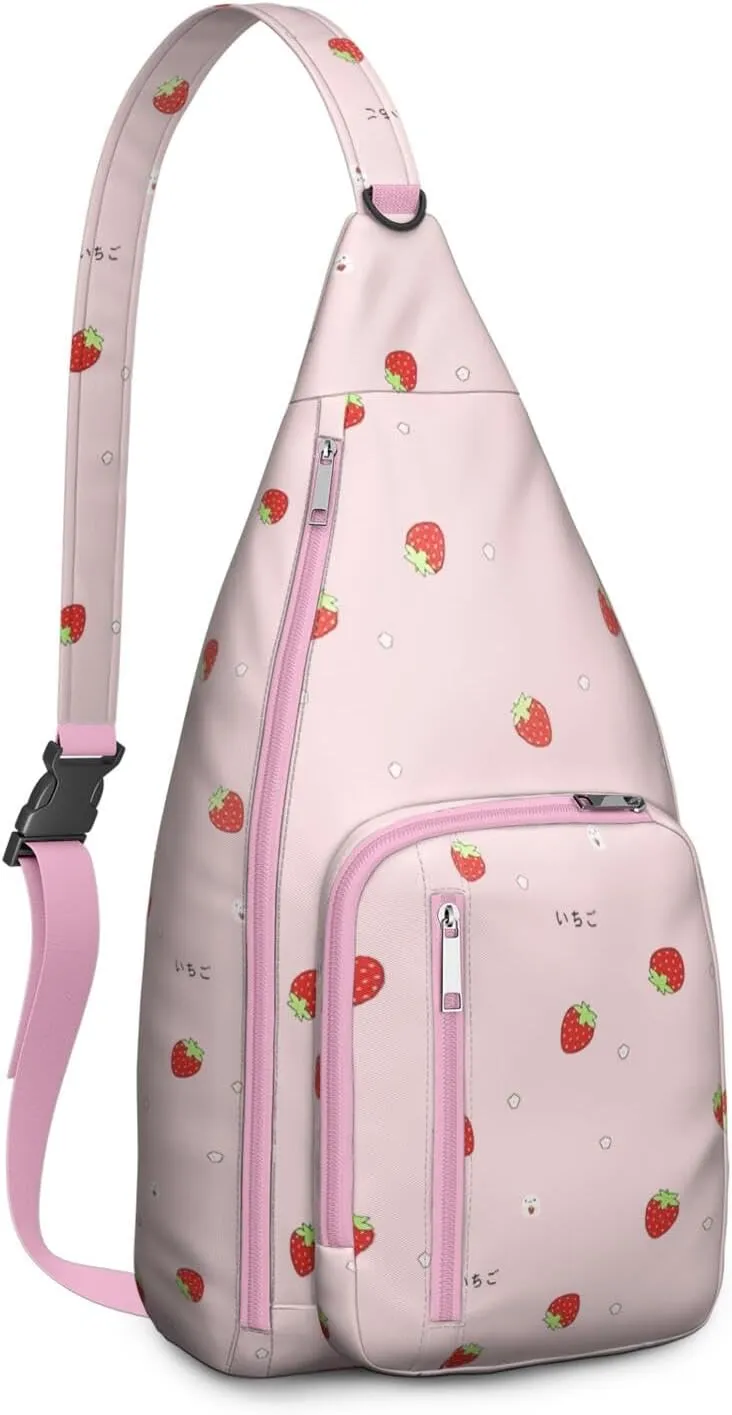 Shoulder Sling Crossbody Casual Chest Bag For Travel Sports Running,Backpack for Men & Women Lightweight Sports BagCrossbody Concealed Carry,Strawberry Shoulder Bag Waterproof Chest Bag