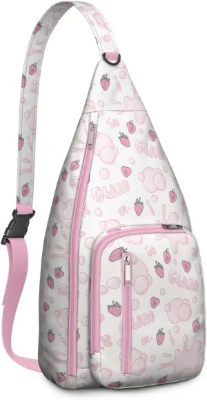 Shoulder Sling Crossbody Casual Chest Bag For Travel Sports Running,Backpack for Men & Women Lightweight Sports BagCrossbody Concealed Carry,Strawberry Shoulder Bag Waterproof Chest Bag