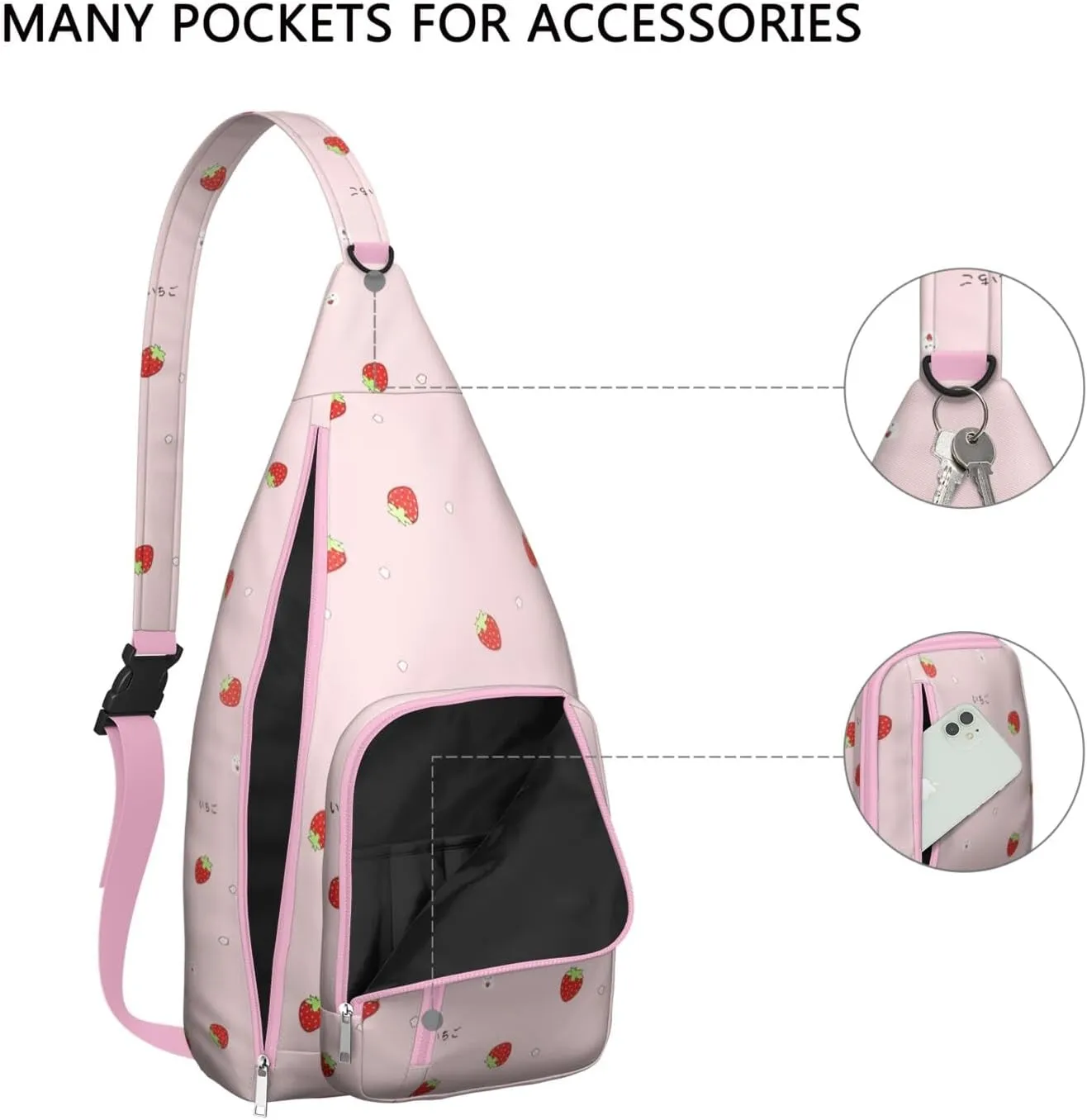 Shoulder Sling Crossbody Casual Chest Bag For Travel Sports Running,Backpack for Men & Women Lightweight Sports BagCrossbody Concealed Carry,Strawberry Shoulder Bag Waterproof Chest Bag
