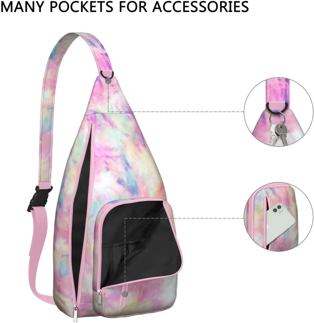 Shoulder Sling Crossbody Casual Chest Bag For Travel Sports Running,Backpack for Men & Women Lightweight Sports BagCrossbody Concealed Carry,Tie dye Shoulder Bag Waterproof Chest Bag
