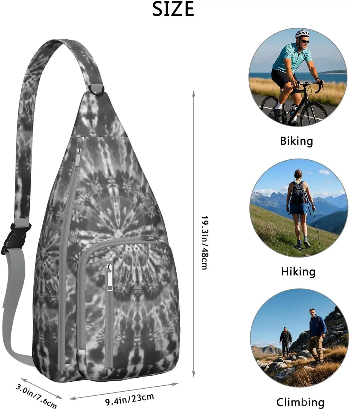 Shoulder Sling Crossbody Casual Chest Bag For Travel Sports Running,Backpack for Men & Women Lightweight Sports BagCrossbody Concealed Carry,Tie dye Shoulder Bag Waterproof Chest Bag