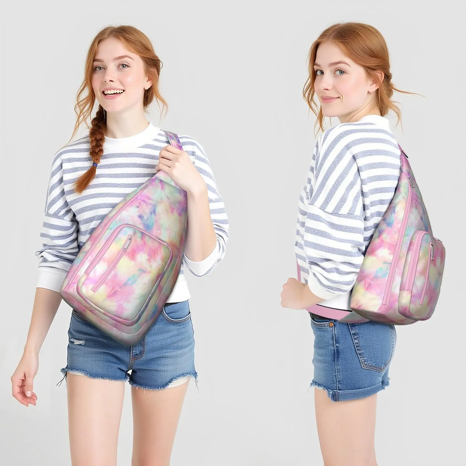 Shoulder Sling Crossbody Casual Chest Bag For Travel Sports Running,Backpack for Men & Women Lightweight Sports BagCrossbody Concealed Carry,Tie dye Shoulder Bag Waterproof Chest Bag