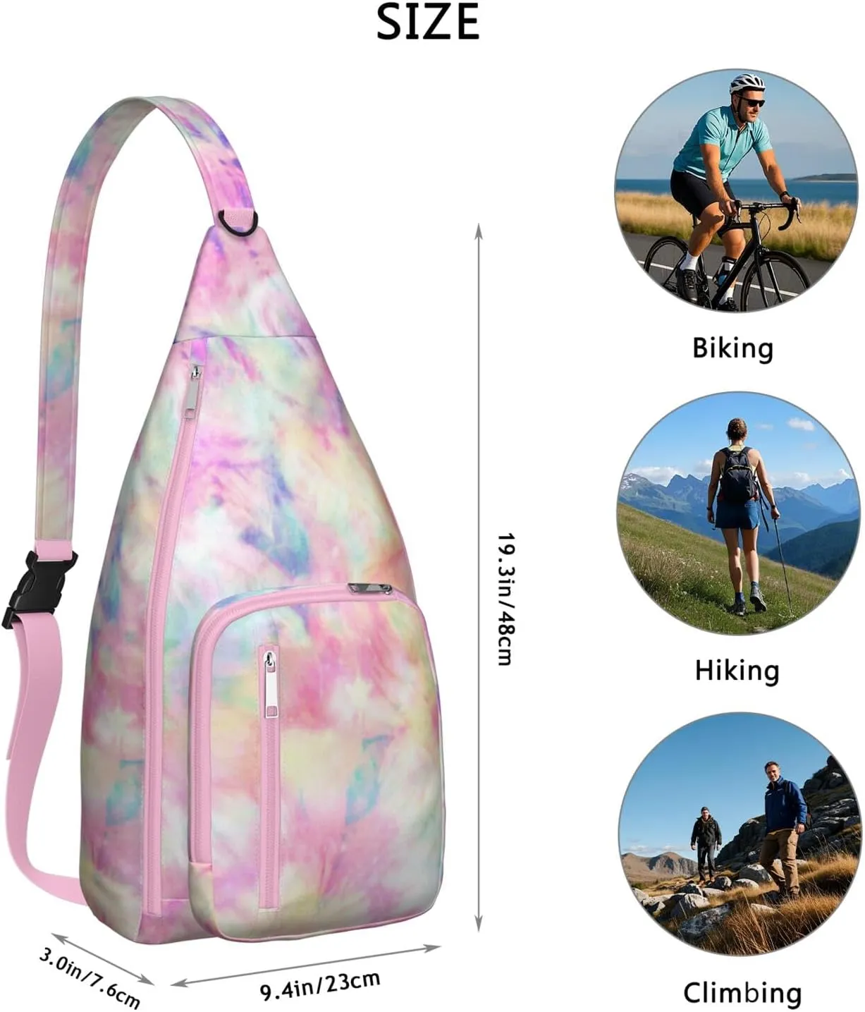 Shoulder Sling Crossbody Casual Chest Bag For Travel Sports Running,Backpack for Men & Women Lightweight Sports BagCrossbody Concealed Carry,Tie dye Shoulder Bag Waterproof Chest Bag
