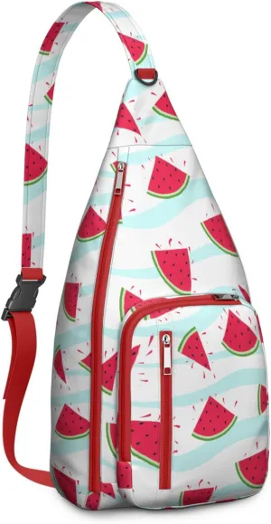 Shoulder Sling Crossbody Casual Chest Bag For Travel Sports Running,Backpack for Men & Women Lightweight Sports BagCrossbody Concealed Carry,Watermelon Shoulder Bag Waterproof Chest Bag