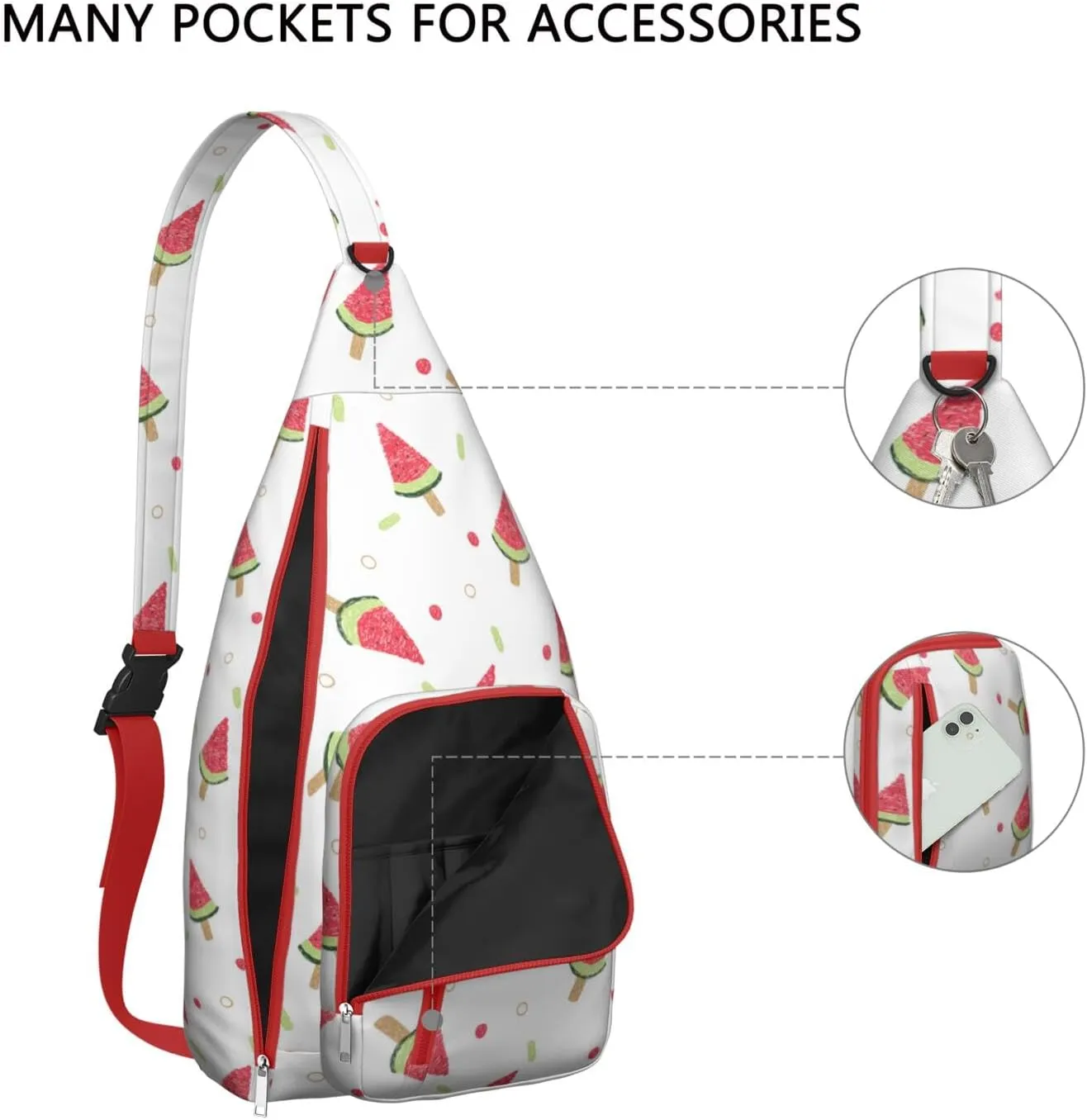 Shoulder Sling Crossbody Casual Chest Bag For Travel Sports Running,Backpack for Men & Women Lightweight Sports BagCrossbody Concealed Carry,Watermelon Shoulder Bag Waterproof Chest Bag