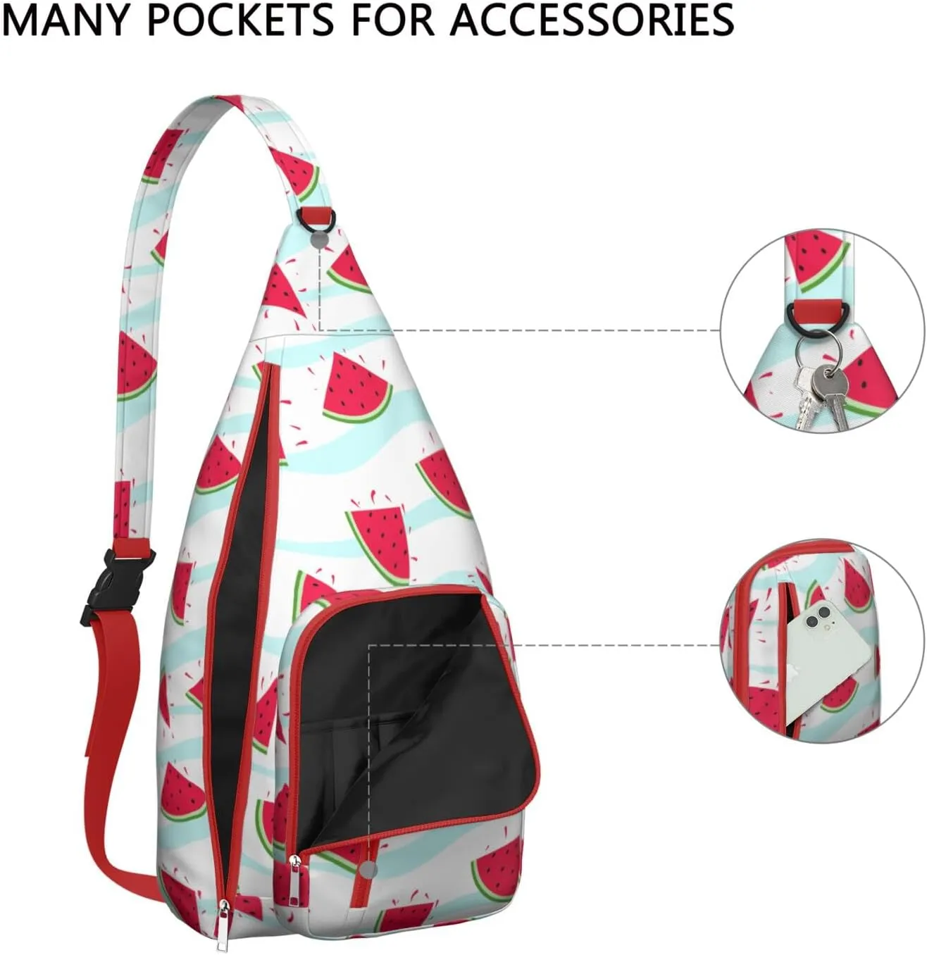 Shoulder Sling Crossbody Casual Chest Bag For Travel Sports Running,Backpack for Men & Women Lightweight Sports BagCrossbody Concealed Carry,Watermelon Shoulder Bag Waterproof Chest Bag