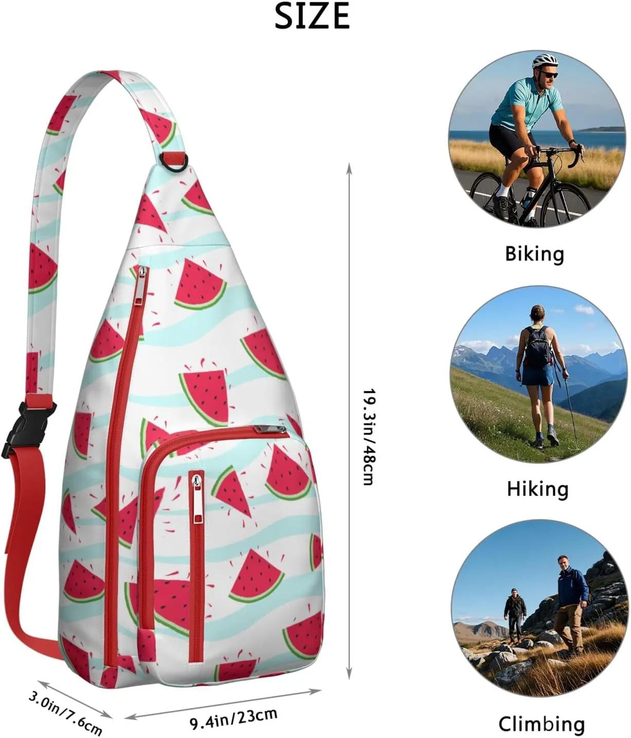 Shoulder Sling Crossbody Casual Chest Bag For Travel Sports Running,Backpack for Men & Women Lightweight Sports BagCrossbody Concealed Carry,Watermelon Shoulder Bag Waterproof Chest Bag
