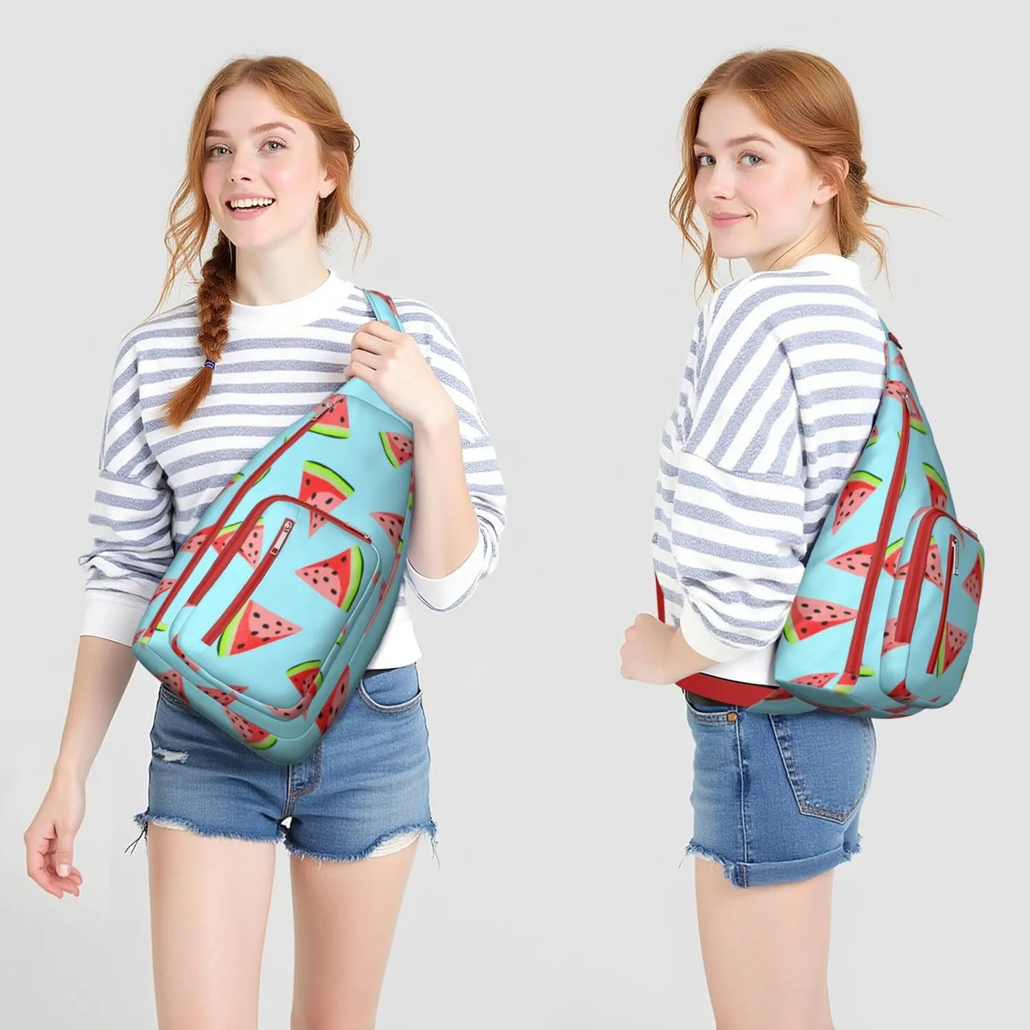 Shoulder Sling Crossbody Casual Chest Bag For Travel Sports Running,Backpack for Men & Women Lightweight Sports BagCrossbody Concealed Carry,Watermelon Shoulder Bag Waterproof Chest Bag