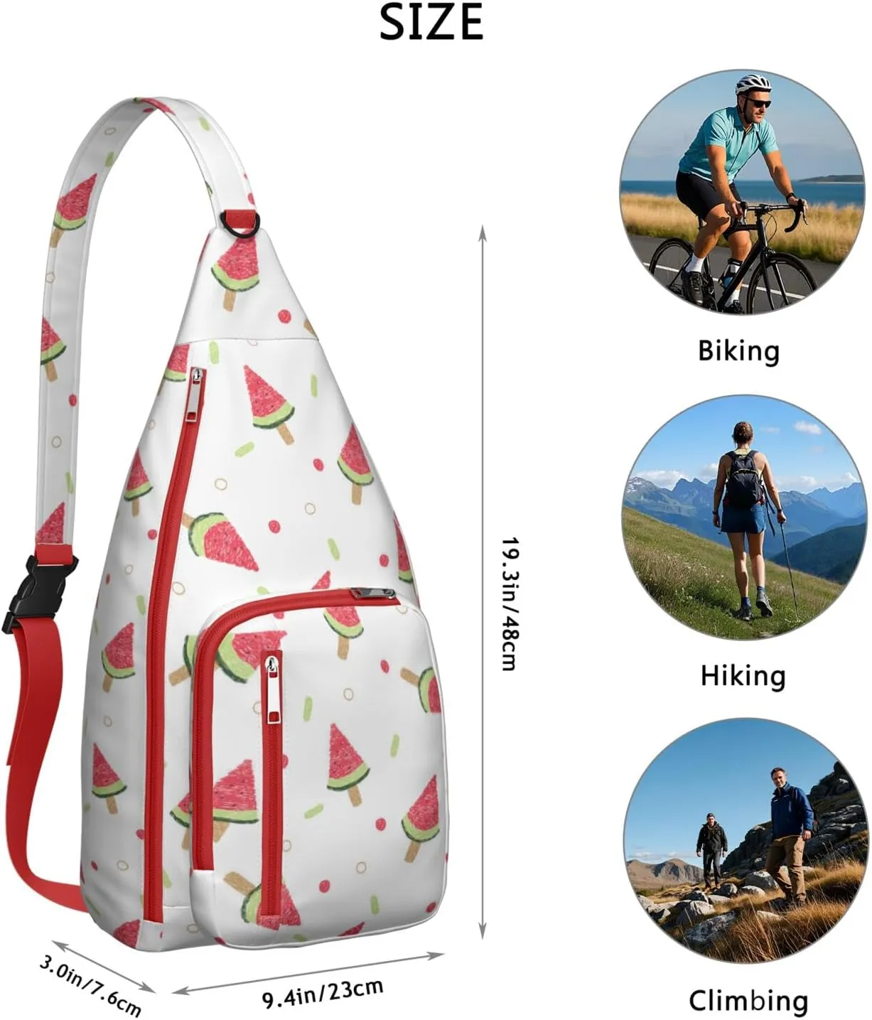 Shoulder Sling Crossbody Casual Chest Bag For Travel Sports Running,Backpack for Men & Women Lightweight Sports BagCrossbody Concealed Carry,Watermelon Shoulder Bag Waterproof Chest Bag