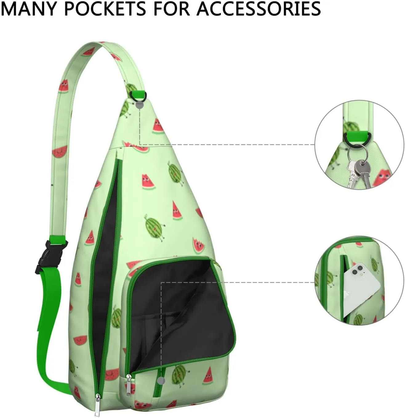 Shoulder Sling Crossbody Casual Chest Bag For Travel Sports Running,Backpack for Men & Women Lightweight Sports BagCrossbody Concealed Carry,Watermelon Shoulder Bag Waterproof Chest Bag