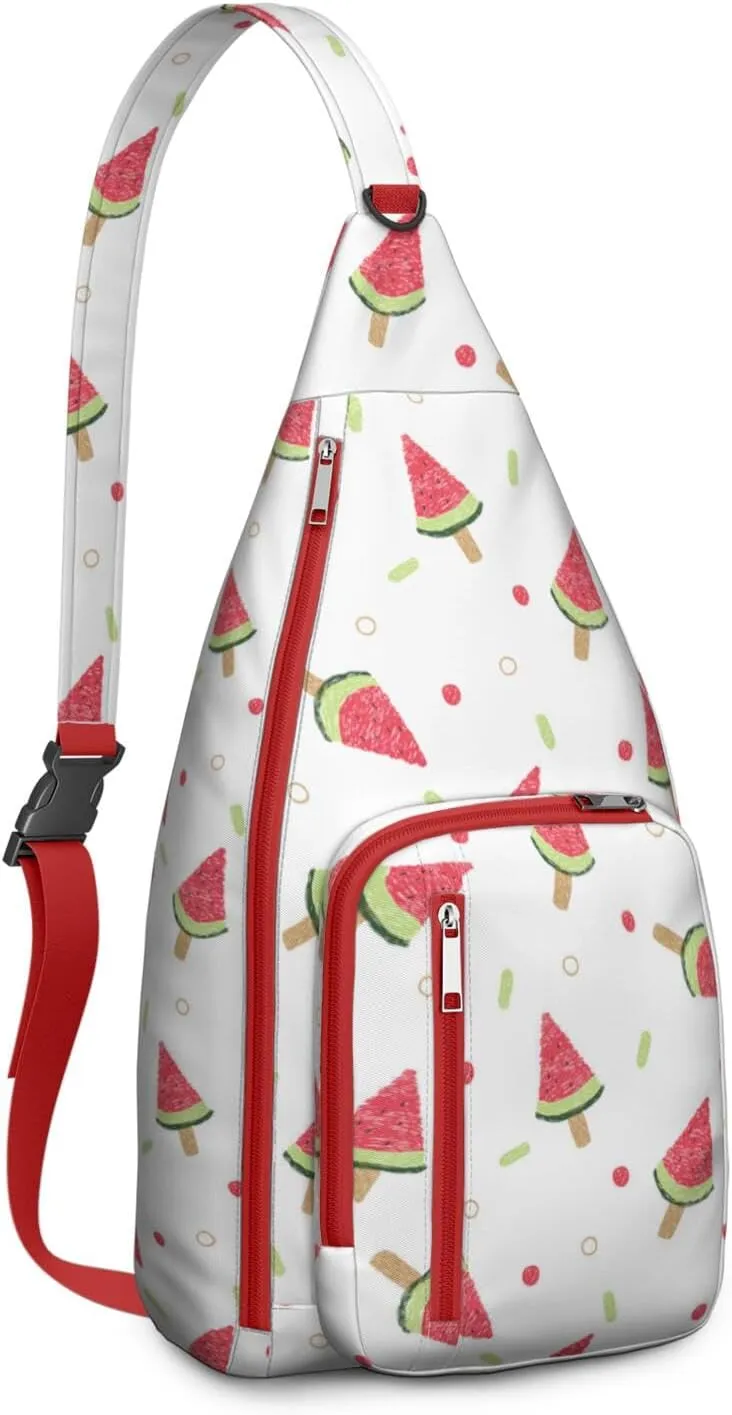 Shoulder Sling Crossbody Casual Chest Bag For Travel Sports Running,Backpack for Men & Women Lightweight Sports BagCrossbody Concealed Carry,Watermelon Shoulder Bag Waterproof Chest Bag