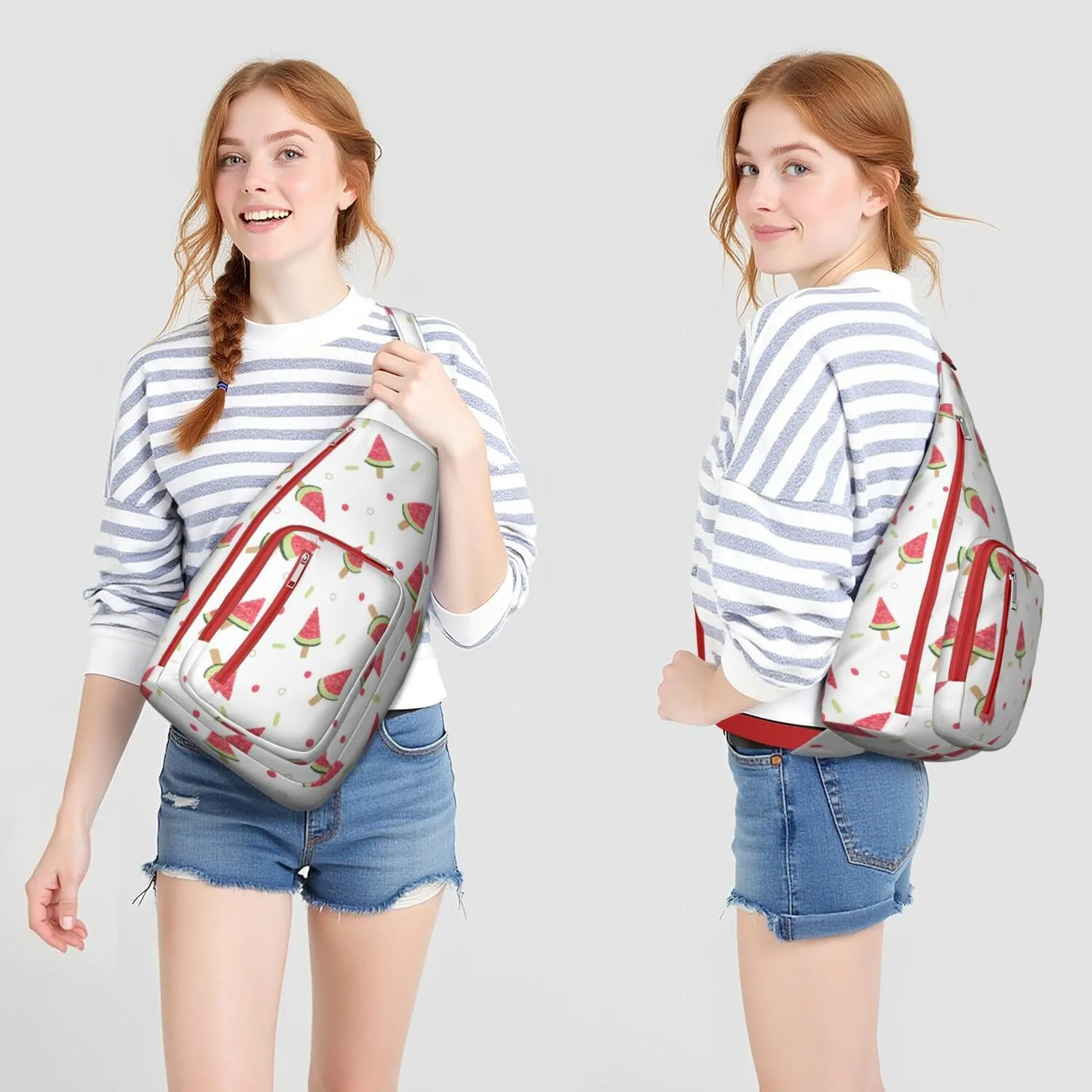 Shoulder Sling Crossbody Casual Chest Bag For Travel Sports Running,Backpack for Men & Women Lightweight Sports BagCrossbody Concealed Carry,Watermelon Shoulder Bag Waterproof Chest Bag