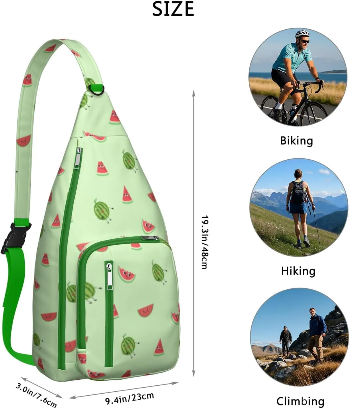 Shoulder Sling Crossbody Casual Chest Bag For Travel Sports Running,Backpack for Men & Women Lightweight Sports BagCrossbody Concealed Carry,Watermelon Shoulder Bag Waterproof Chest Bag